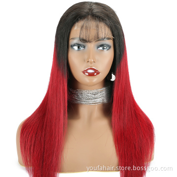 4x4 Lace Closure Human Hair Wigs Women HD Lace Pre Plucked 100% Virgin Wig Ombre 1b Burgundy 99j Human Hair Lace Wigs Straight